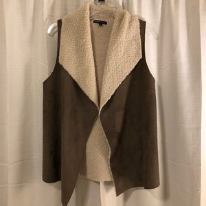 Brown Suede and Faux Fur Vest